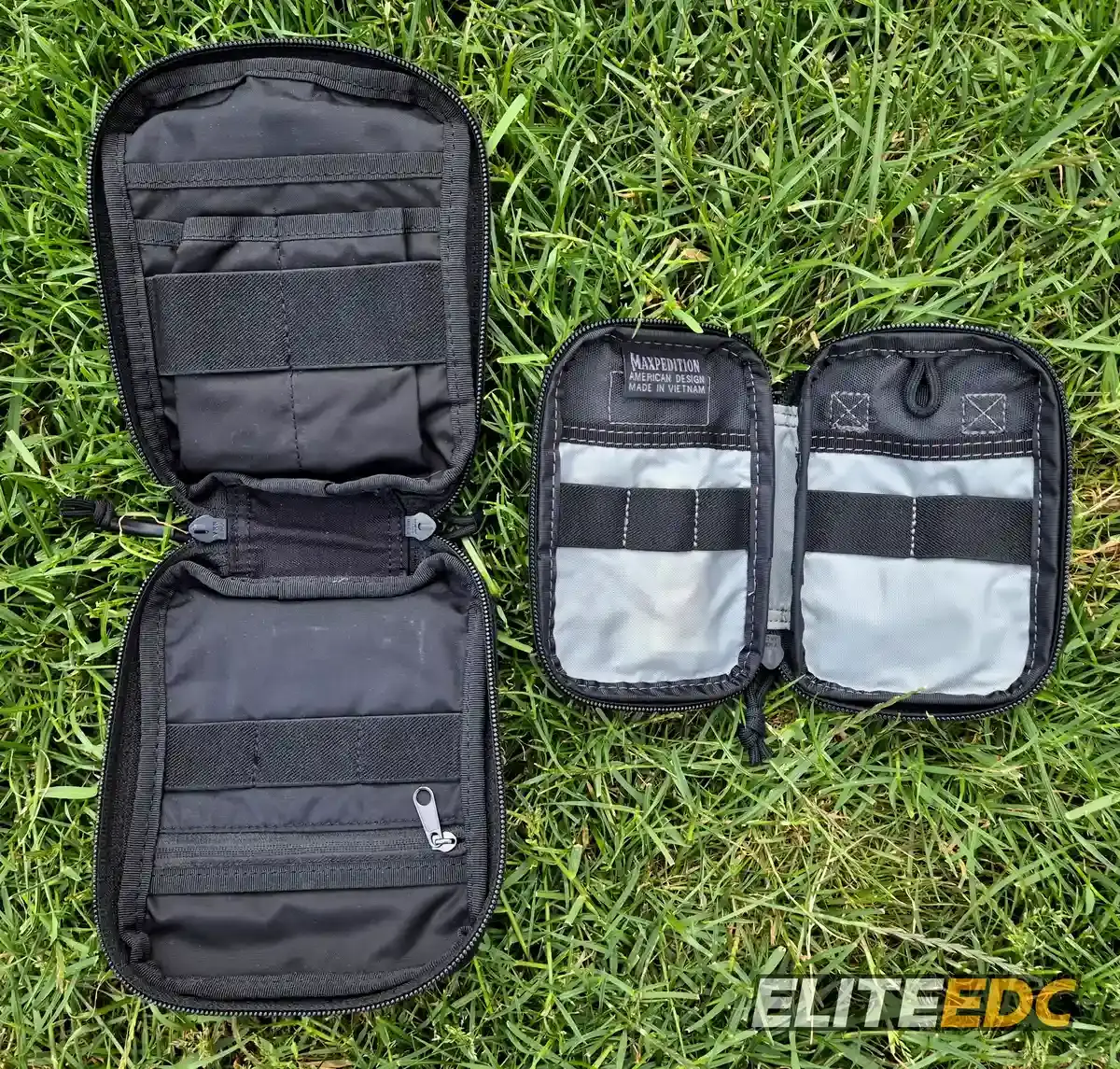 Maxpedition Micro size comparison with Excellent Elite Spanker, both open
