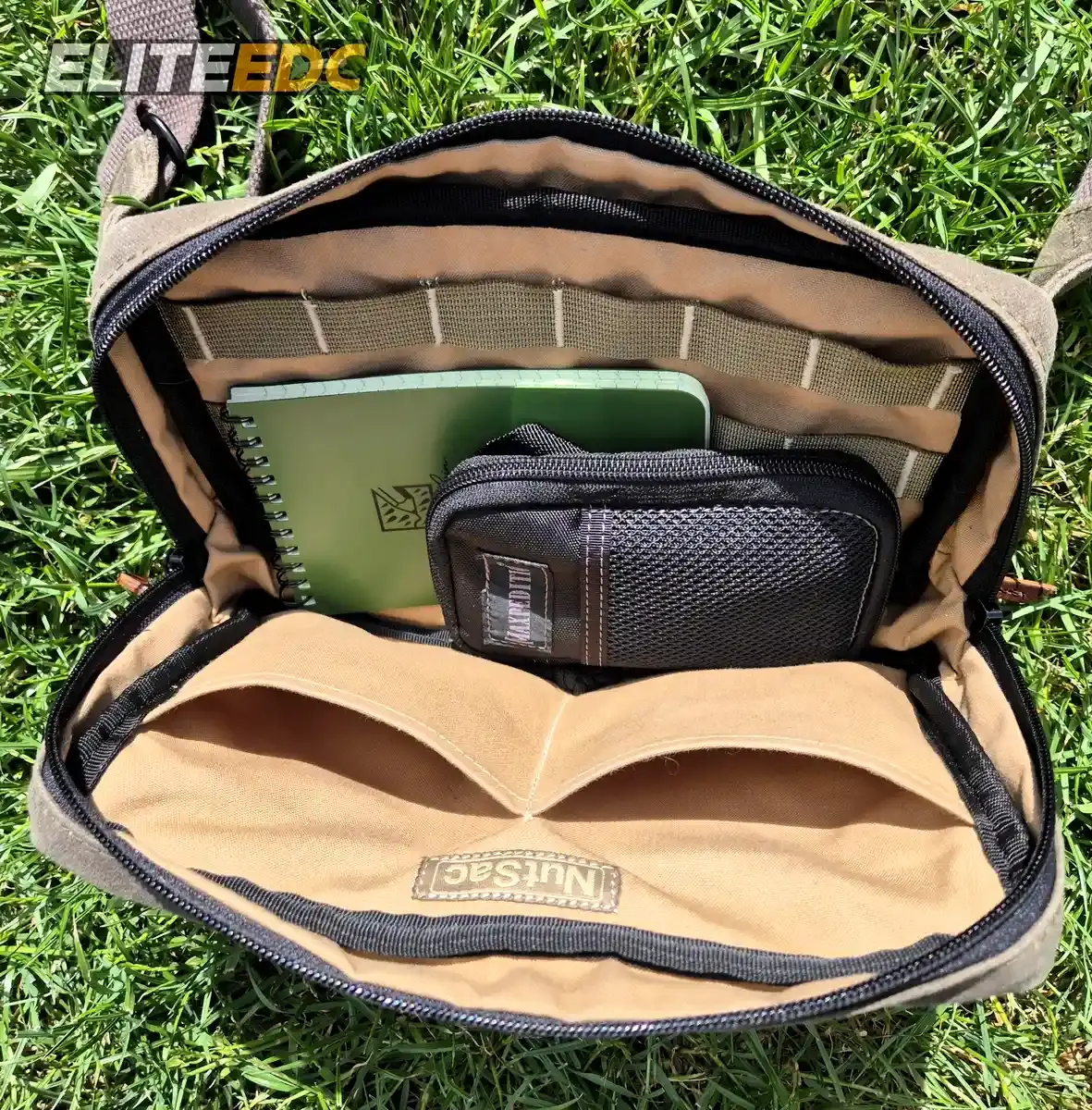 NutSac Speed Sling with Maxpedition Micro pouch and Rite in the Rain notebook