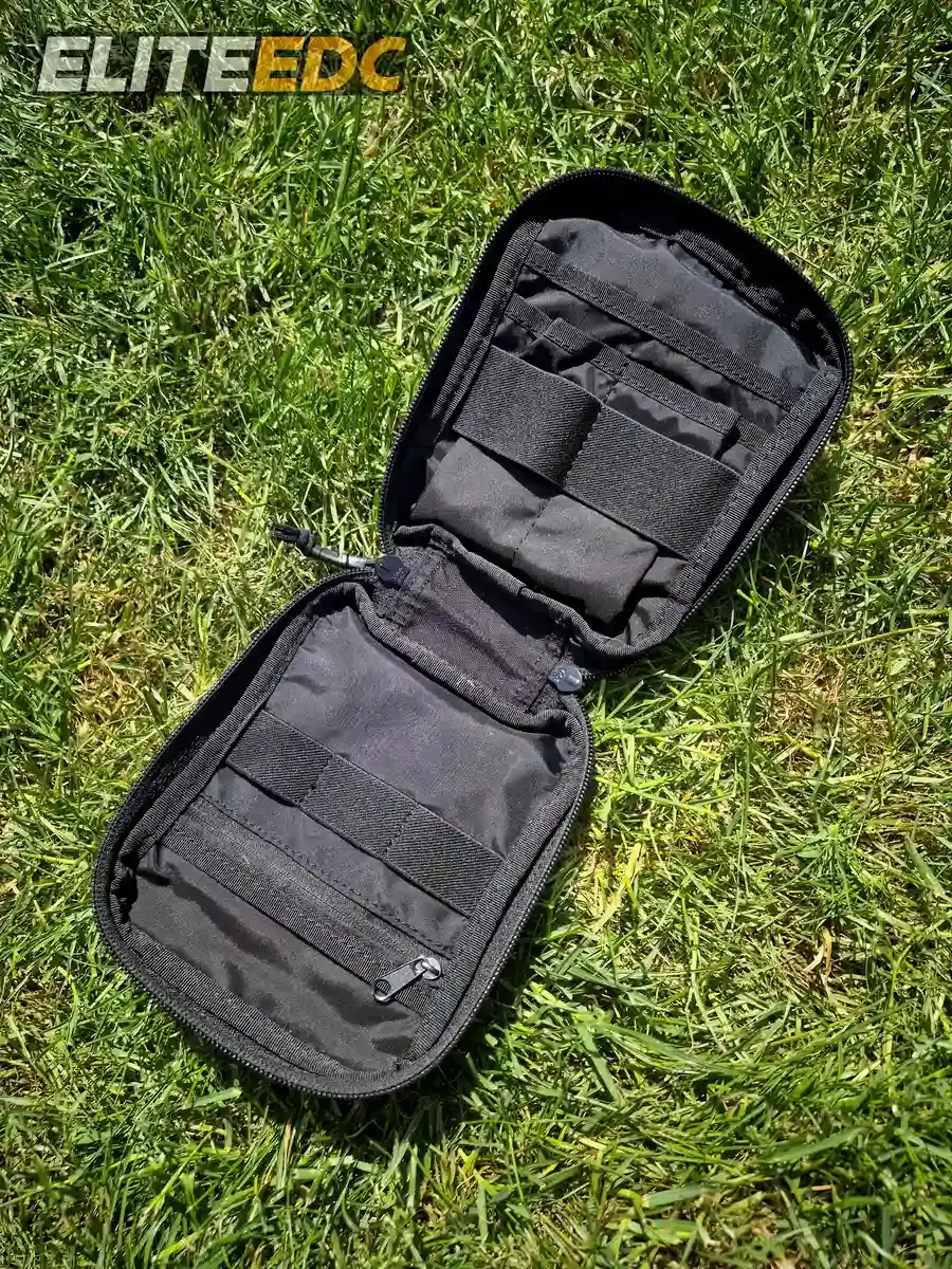 Excellent Elite Spanker MOLLE admin pouch open and empty, showing internal layout