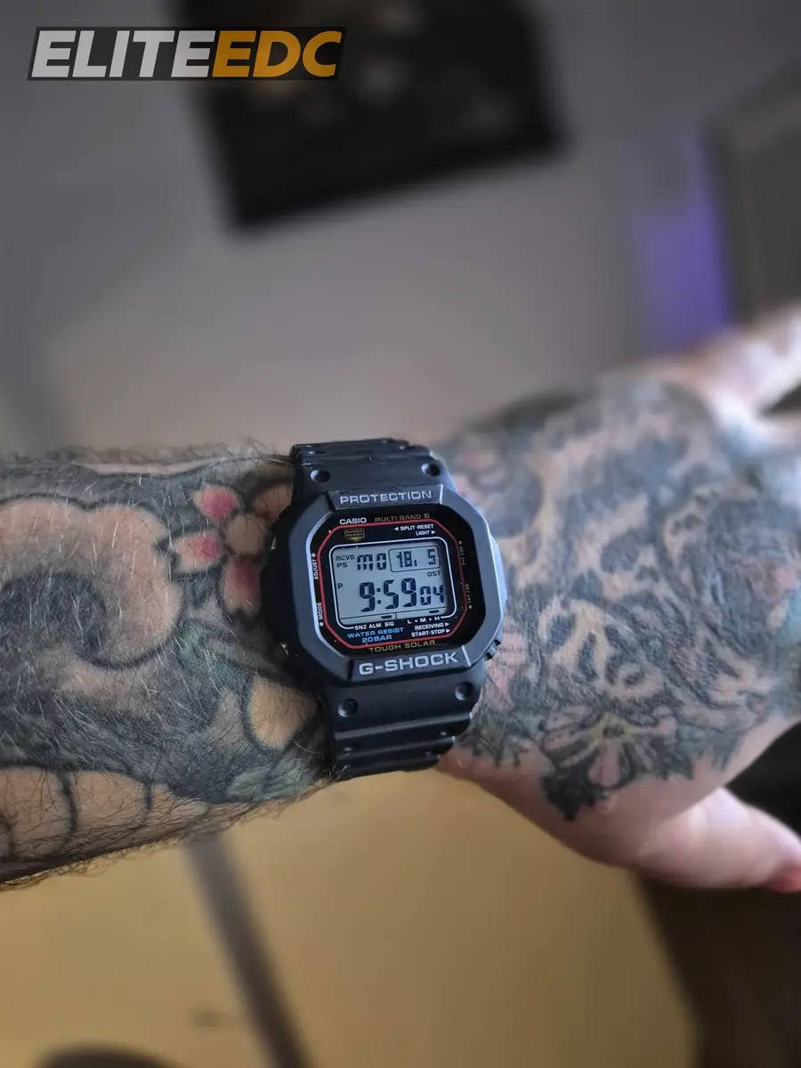 Casio G-Shock GW-M5610U front view, worn on large 20cm wrists